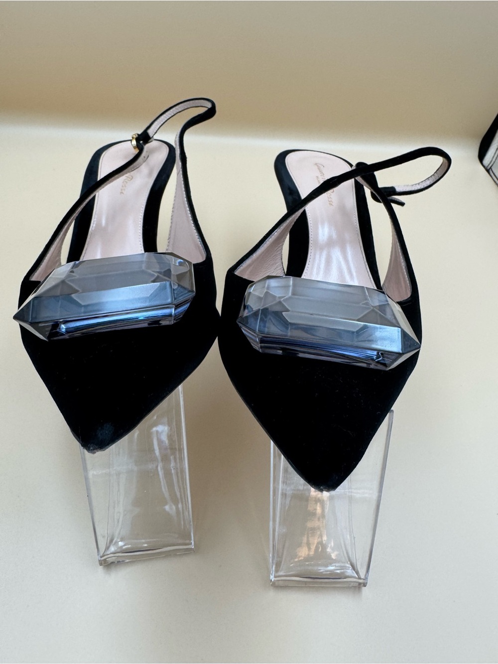 Gianvito Rossi Crystal Slingback Pumps Black EU 41.5 US 11 Heels Italy - Picture 13 of 15